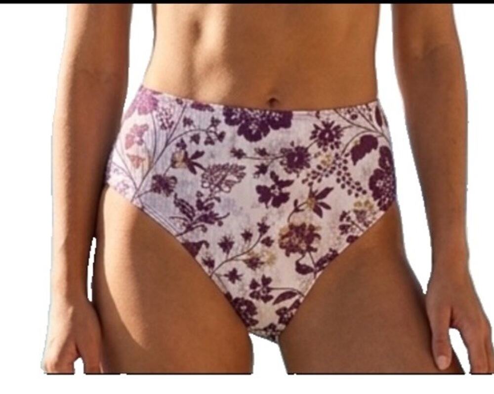 Women’s Cupshe Bikini Bottoms Size Large Floral Maroon & Ivory